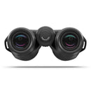 Black binoculars with a white background