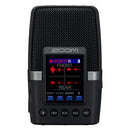 Zoom H2essential handy recorder with three internal microphones and digital display showing recording levels front and rear
