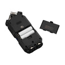 Zoom H4essential portable audio recorder with 2 XLR/TRS inputs and 32-bit float recording, open battery compartment and removable cover.