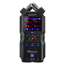 Zoom H4essential portable audio recorder with 32-bit float, X/Y mics, and dual XLR/TRS inputs for music, podcasts, and video audio recording