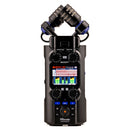 Zoom H5studio portable audio recorder with large microphones, color LCD, and multiple control knobs for professional studio-quality sound recording