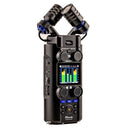 Zoom H5studio professional handheld audio recorder with dual large microphones, studio-grade preamps, full-color LCD display, and versatile input/output options for high-fidelity recording.