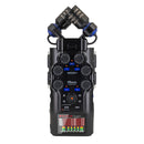 Zoom H6studio handy recorder with large-diaphragm XY microphones, multiple gain knobs, 32-bit float recording, and colorful LCD screen