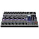 Zoom LiveTrak L-20 digital audio mixer with 20 inputs and custom monitor mixes for live recording and mixing.
