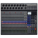 Zoom LiveTrak L-20 digital audio mixer with 20 inputs and multiple faders and controls for professional recording and mixing
