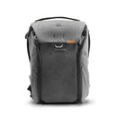 Peak Design Everyday Backpack v2 20L in grey with weatherproof recycled nylon, MagLatch top access, UltraZip side zippers, FlexFold dividers, and laptop sleeve