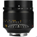 7Artisans 75mm f1.25 Leica M portrait lens with brass body and smooth focus ring