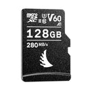 Angelbird AVPRO UHS-II V60 128GB microSD card with 280MB/s read speed and durable design for 4K video recording
