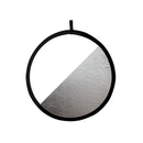 Aurora 48" white and silver double-sided portable light reflector disk