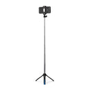 Benro BK15 Mini Tripod with extended selfie stick holding a smartphone and Bluetooth remote included