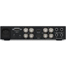 Blackmagic UltraStudio 4K Mini rear panel showing Thunderbolt 3, SDI, HDMI, analog video and audio connections with power input