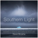 Southern Light photography book cover by Dave Brosha featuring Antarctic iceberg and dark cloudy sky