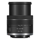 Canon RF 24-50mm compact camera lens with image stabilization and quiet STM autofocus