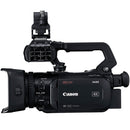Canon XA55 professional 4K UHD camcorder with 15x optical zoom and 5-axis image stabilization.