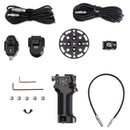 DJI Ronin Expansion Base Kit components for RS2 and RSC2 camera gimbals including control handle, cables, base mount, and battery adapter