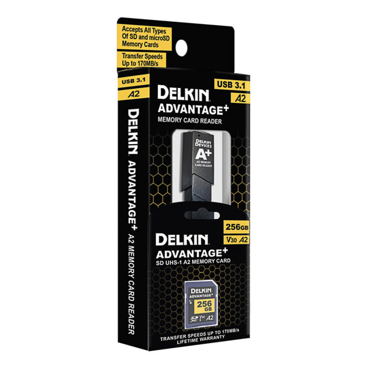 Delkin Advantage Plus 256GB SDXC V30 with USB 3.1 Reader