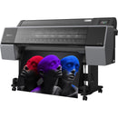 Epson SureColor P9570 wide-format inkjet printer producing vibrant color prints with advanced UltraChrome PRO12 ink and PrecisionCore printhead.