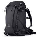 F-Stop Lotus 32L black weather-resistant backpack with expandable side pockets and aluminum frame