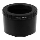 Fotodiox T2 Adapter for mounting T-mount lenses on Fujifilm X mirrorless cameras, all-metal black anodized finish