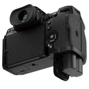FUJIFILM X-H2 mirrorless camera with open battery compartment and textured grip