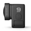 GoPro Max Lens Mod attached to HERO 9 Black camera showing wide-angle lens and compact design