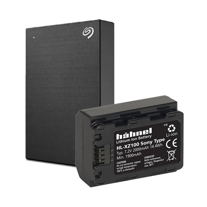 Hahnel HL-XZ100 Battery with Seagate One Touch 1TB HDD Bundle