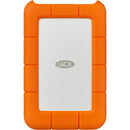 LaCie 1TB Rugged portable external hard drive with orange protective casing and USB-C connectivity