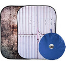 Lastolite Urban Background double-sided collapsible backdrop with tarnished metal and shipping container designs and carrying case