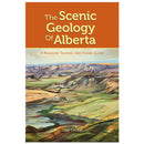 The Scenic Geology of Alberta book cover featuring a painted landscape of Alberta's prairies and mountains by Dale Leckie