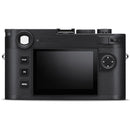 Leica M11 Monochrom camera back view with LCD screen and control buttons in black finish