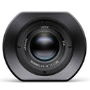 Leica Summilux-M 35mm f1.4 silver wide-angle camera lens front view with lens hood