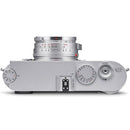 Leica Summilux-M 35mm f1.4 silver vintage lens top view showing stainless steel design and focus ring