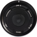 Lensbaby Obscura 16mm pinhole pancake lens front view with f/45 aperture and L-Mount design