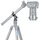 Leofoto HX-22 centre column tilt adapter mounted on tripod with camera for 360-degree panning and 180-degree pitch adjustments