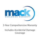 Mack 3 Year Diamond Warranty logo highlighting comprehensive accidental damage coverage and manufacturer defect protection under $1000