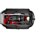 Manfrotto 195N Pro Light Camcorder Case black with red interior and flexible dividers holding camera gear and lenses