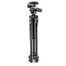 Manfrotto 290 Xtra aluminum tripod kit with 3-way head and shoulder bag, designed for flexible and durable camera support