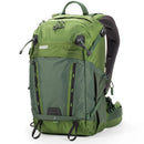 Mindshift BackLight 18L green camera backpack with rear-panel access and padded waist belt