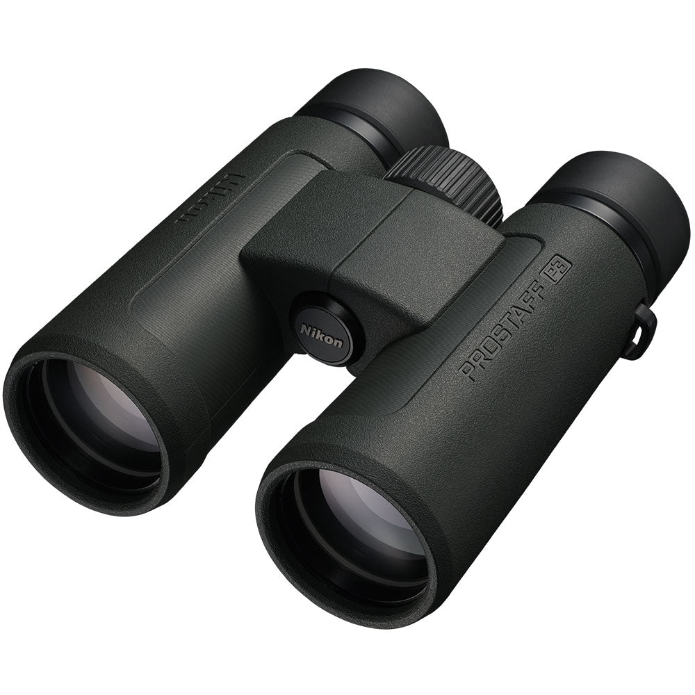Nikon PROSTAFF P3 10x42 waterproof binoculars with 10x magnification and wide field of view.