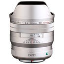 Pentax HD D FA 21mm f2.4 ED Limited DC WR ultra-wide-angle camera lens with weather-resistant construction and high-precision optics
