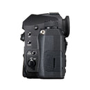 Pentax K-3 Mark III monochrome digital SLR camera body side view with textured grip and control buttons