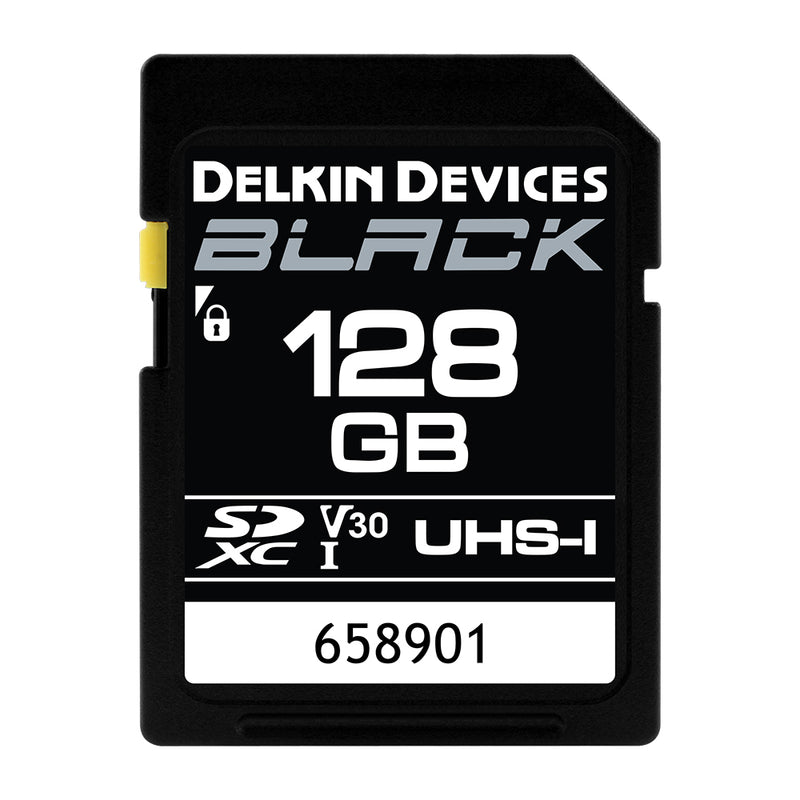 Delkin Black 128GB SDXC 90MB/s UHS I V30 Memory Card