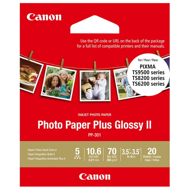 Canon Photo Paper Plus Glossy II 3.5x3.5" - 20 Sheets