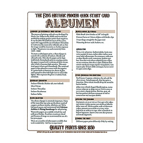 f295 Historic Process Laminated Reference Card for Albumen