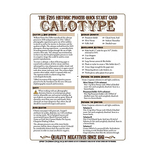 f295 Historic Process Laminated Reference Card for Calotype