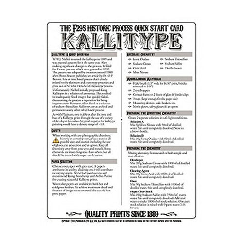 f295 Historic Process Laminated Reference Card for Kallitype