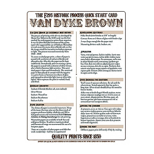 f295 Historic Process Laminated Reference Card for Van Dyke