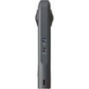 Ricoh Theta X 360 degree camera side view with buttons and lenses
