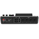 Rear view of RØDE RØDECaster Pro II audio production console showing multiple Neutrik combo jacks and USB ports