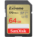 SanDisk Extreme 64GB SDXC memory card with 180MB/s transfer speed for 4K UHD video and durable design